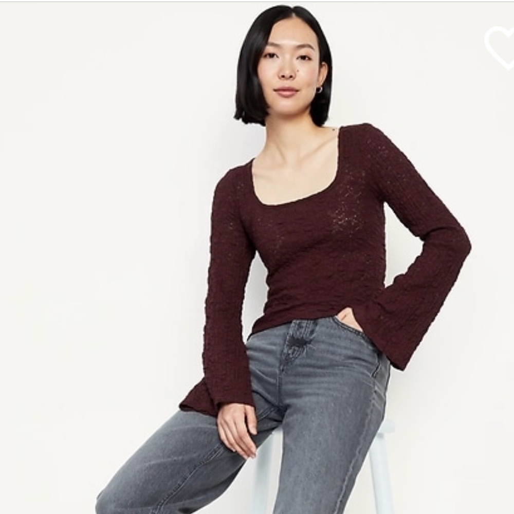 🍁Women's Burgundy Textured Top🍁 - Picture 3 of 6